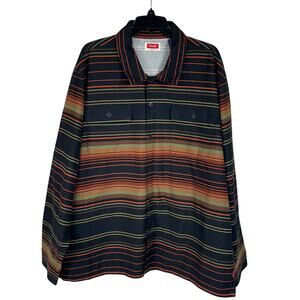 Wrangler 2X-Large Mens Utility Over Shirt Button-Up Striped Pockets Long Sleeves